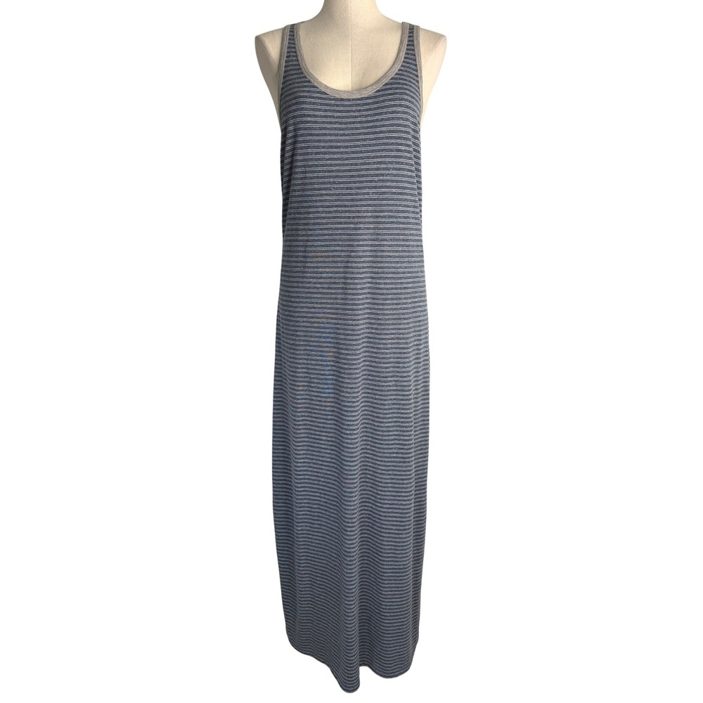 LOFT Lou & Grey Large Blue Striped Racerback Maxi Dress Linen Blend NEW